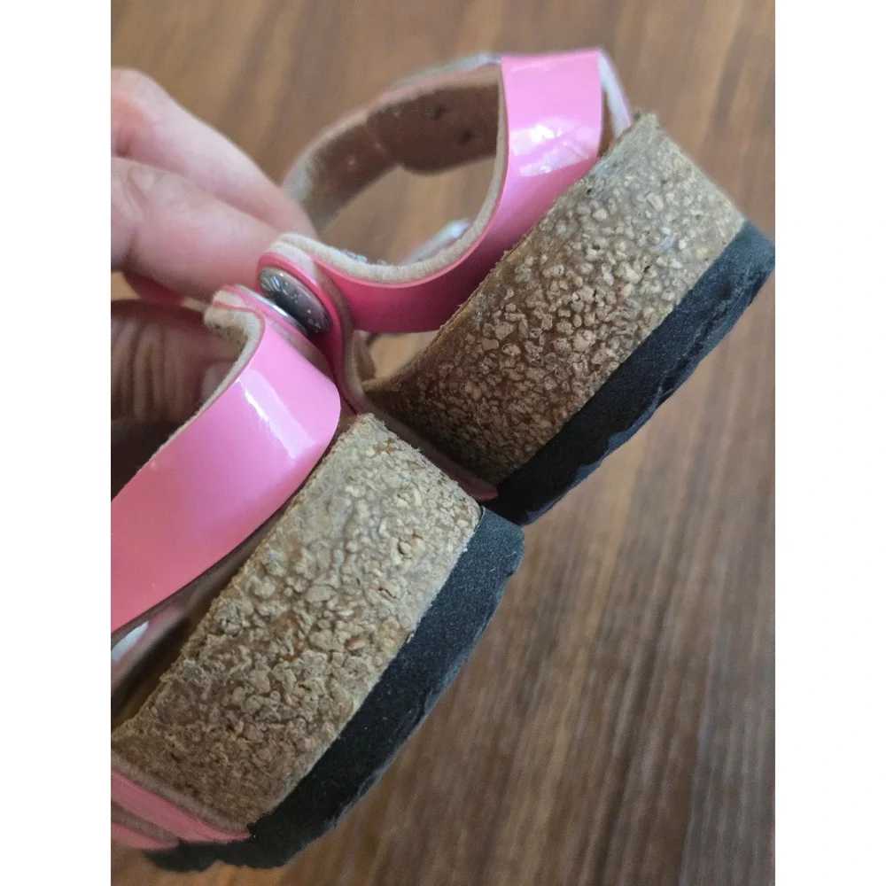 Birkenstock Rio Kids Pink Patent Birko-Flor Ankle Strap Sandals Size 27 EU 10 US